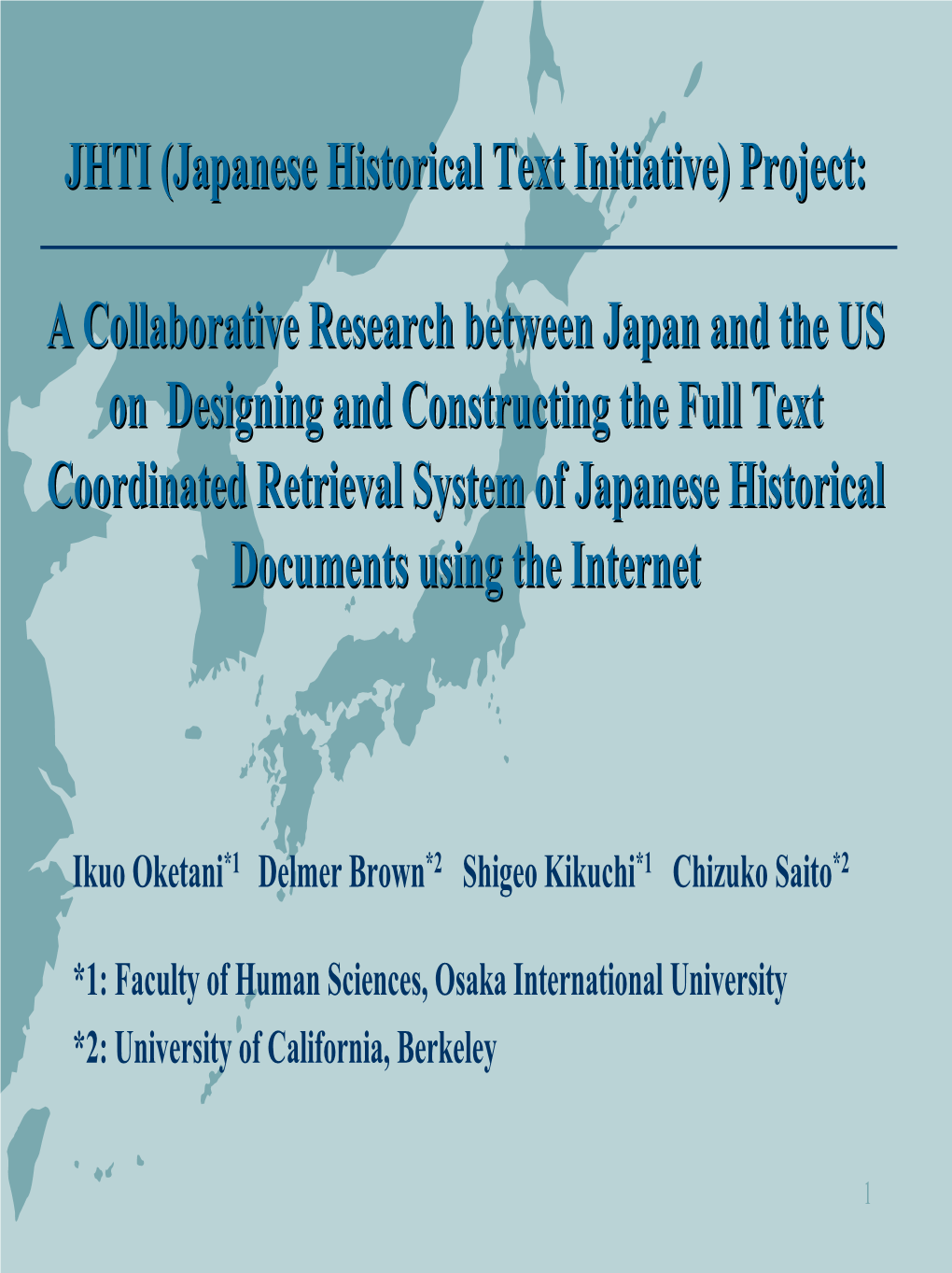 JHTI (Japanese Historical Text Initiative) Project