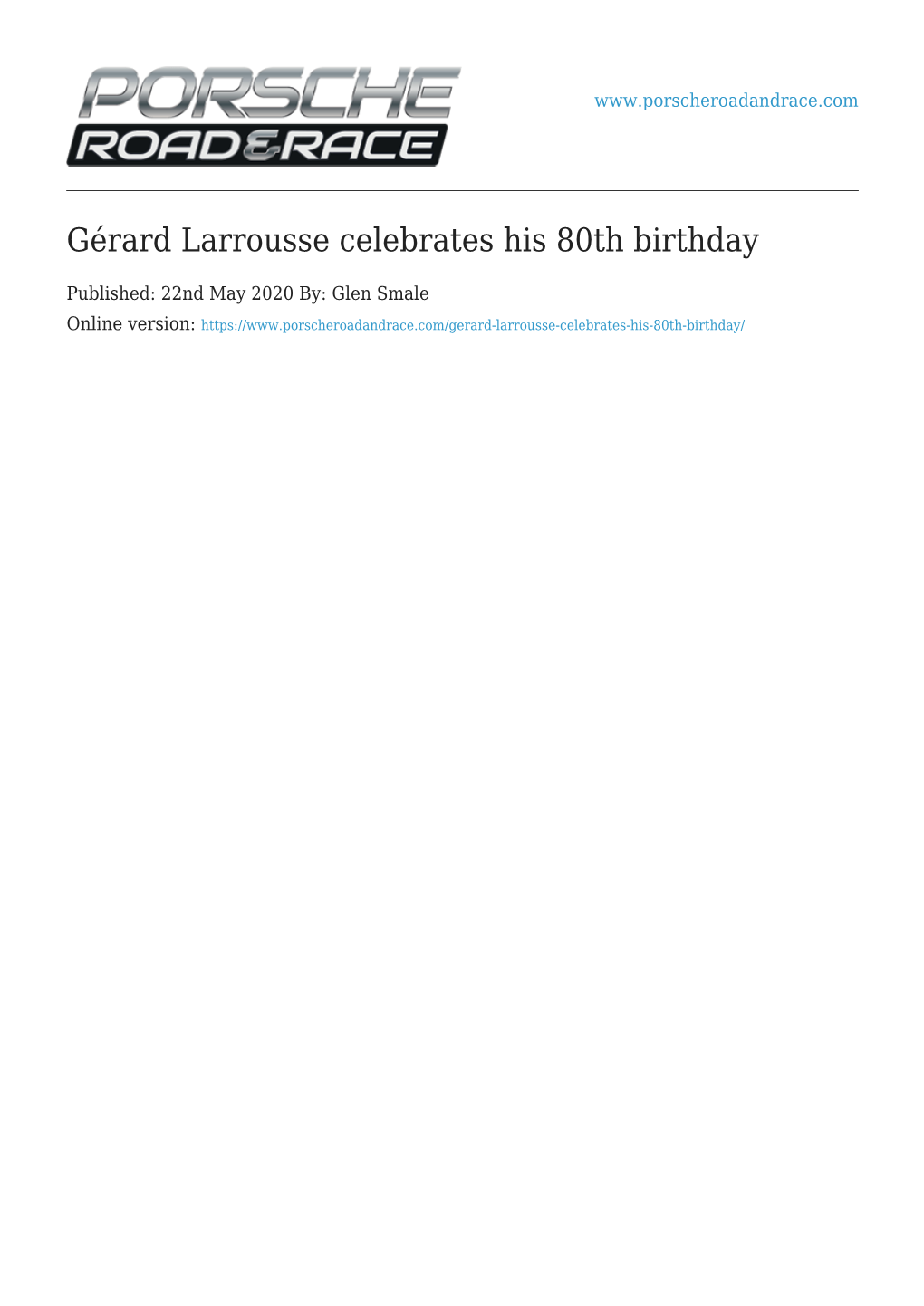 Gérard Larrousse Celebrates His 80Th Birthday