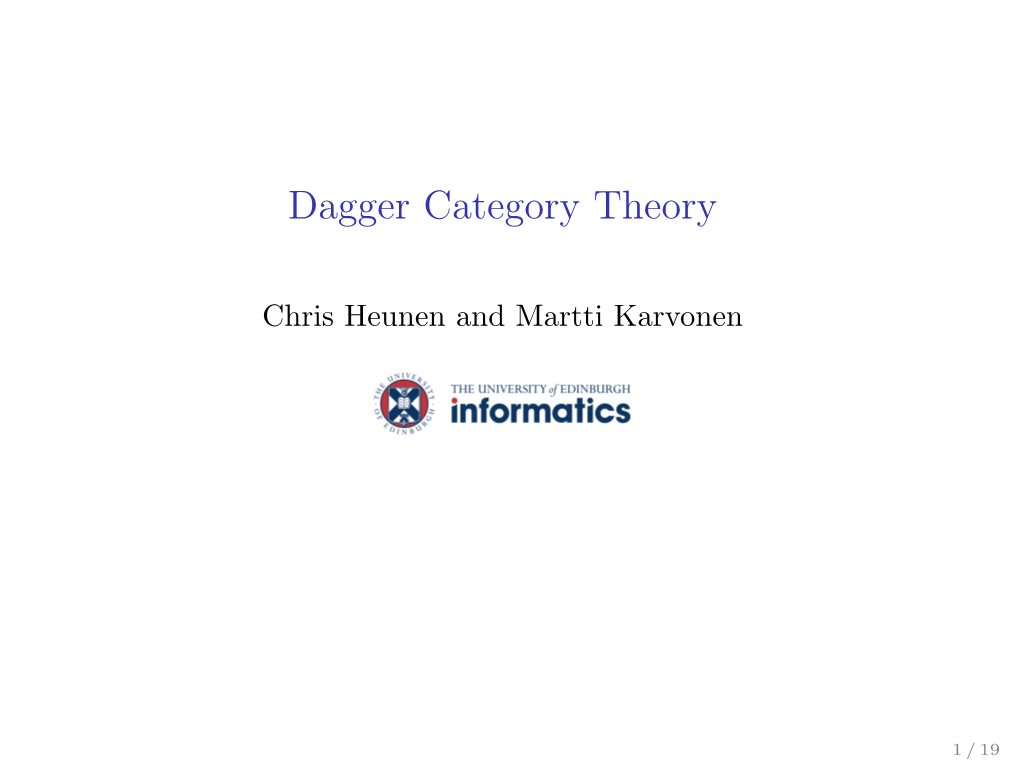 Dagger Category Theory