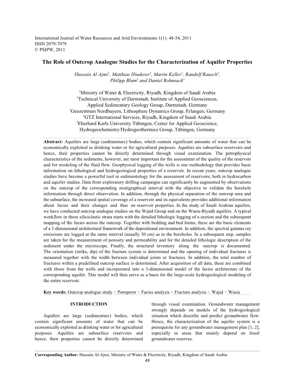 The Role of Outcrop Analogue Studies for the Characterization of Aquifer Properties