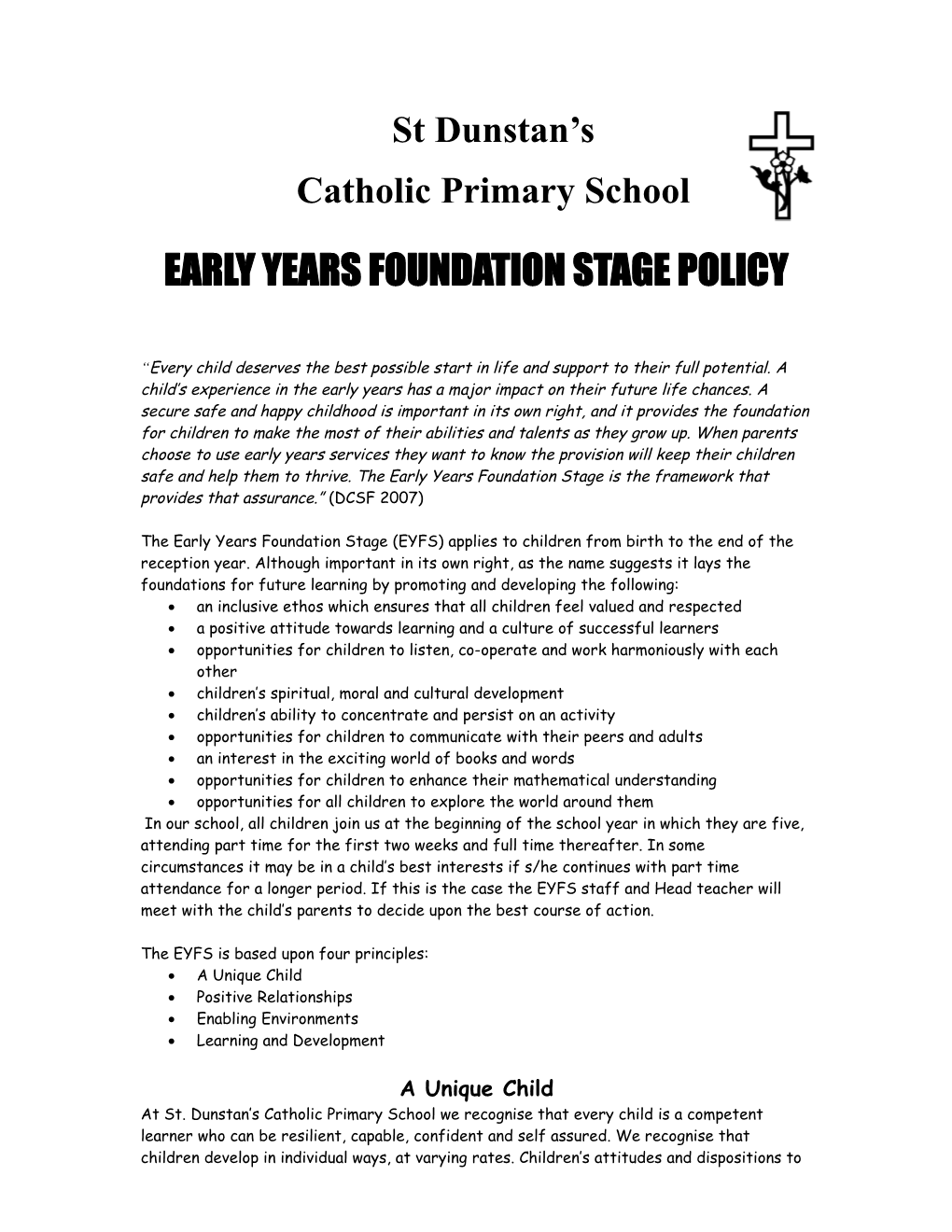 Early Years Foundation Stage Policy