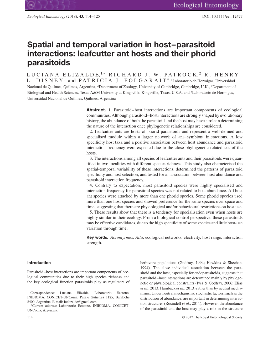 Parasitoid and the Host May Have a Role in Determining the Nature of the Interaction Once Phylogenetic Relationships Are Considered