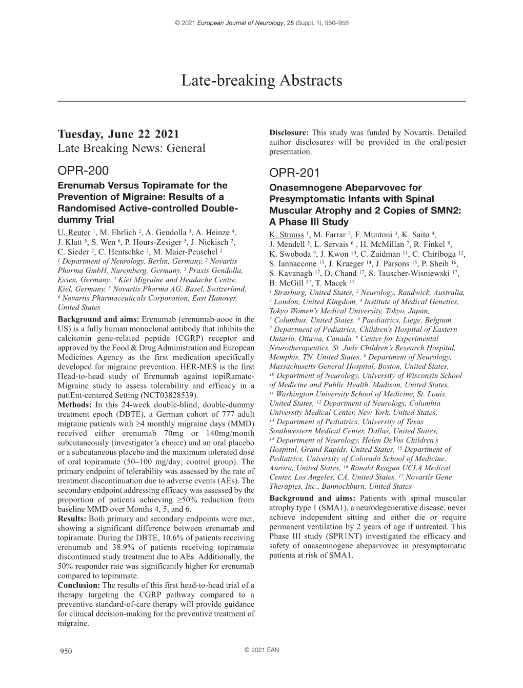 Late-Breaking Abstracts