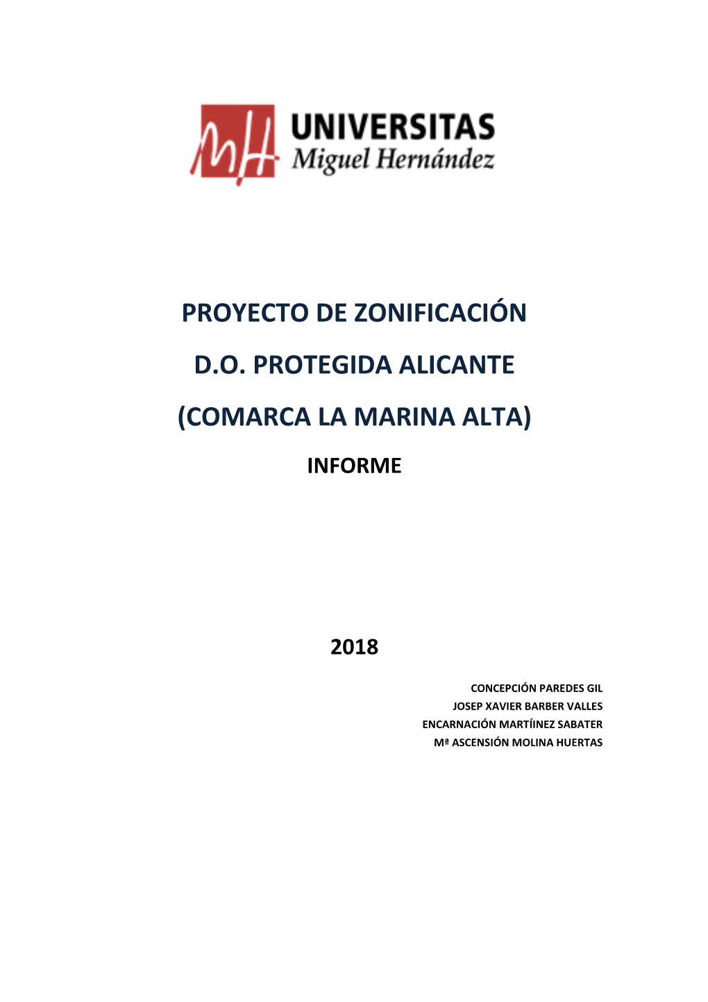 Proyecto De Zonificación Do Protegida Alicante (Comarca La Marina Alta)
