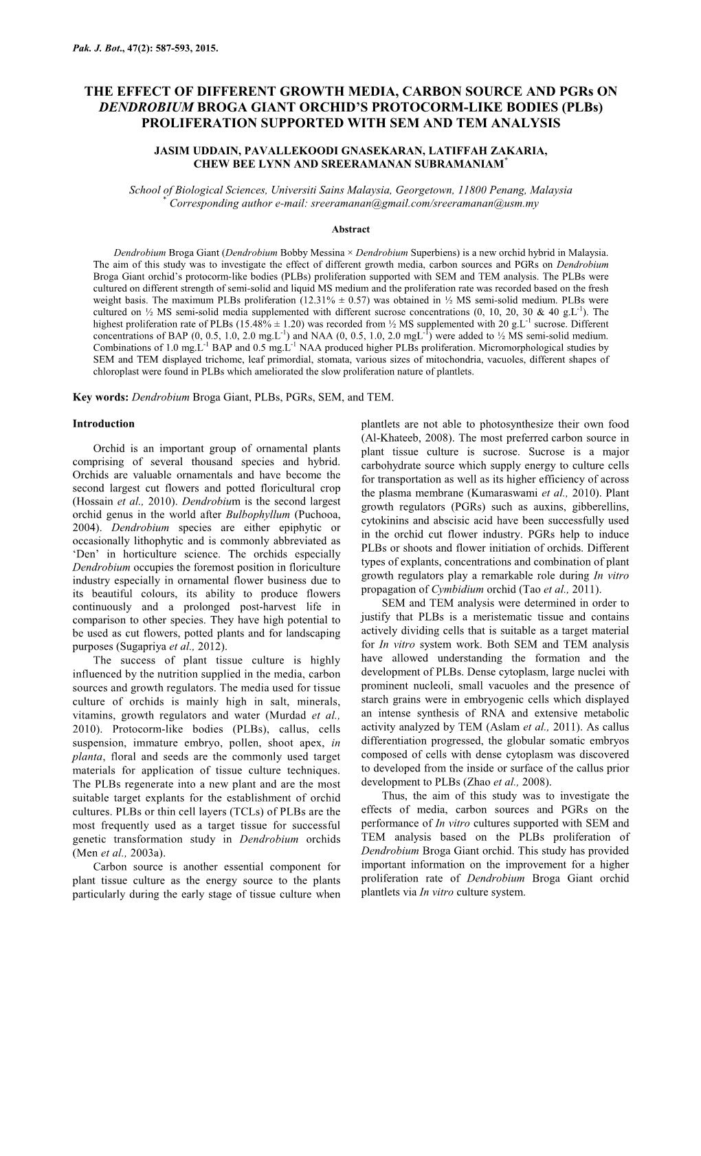 The Effect of Different Growth Media, Carbon