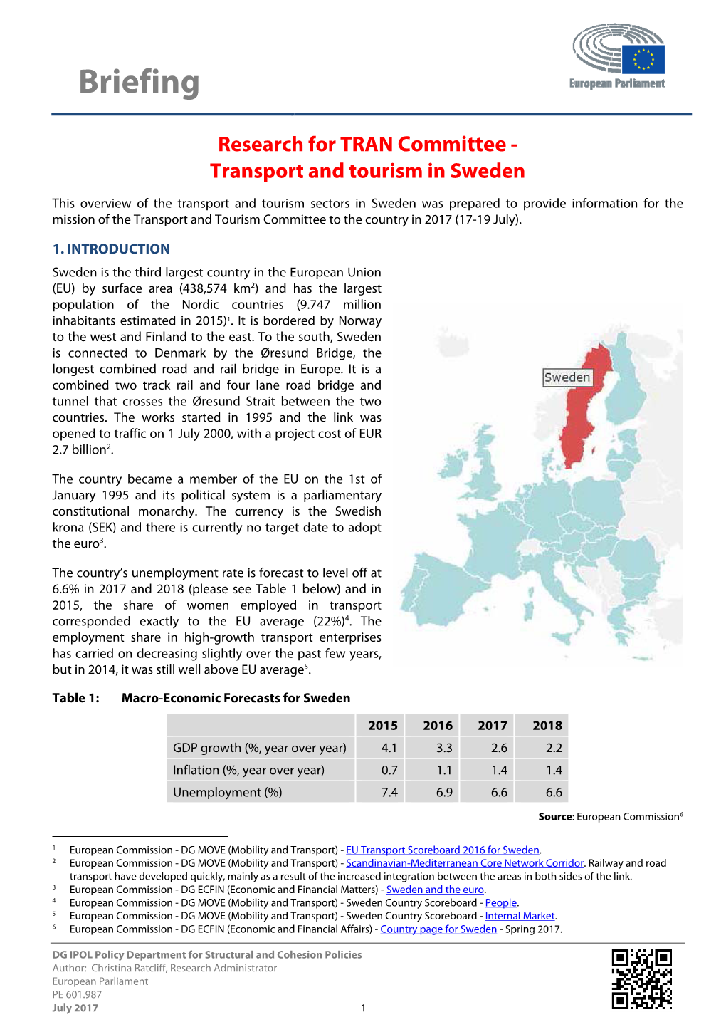 Transport and Tourism in Sweden
