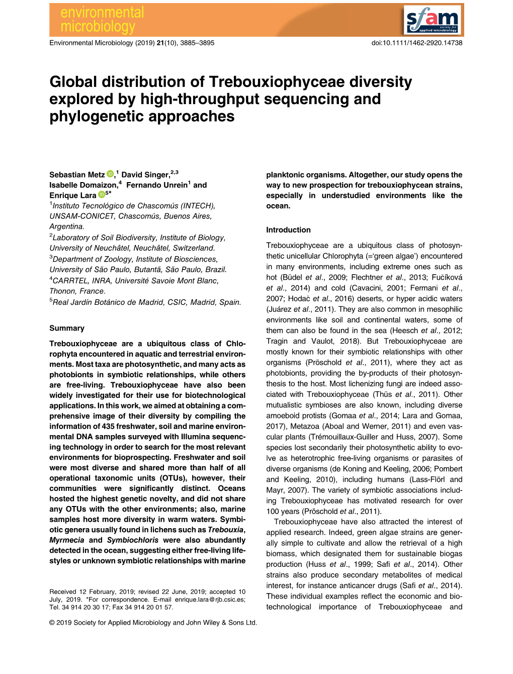 Global Distribution of Trebouxiophyceae Diversity Explored by High-Throughput Sequencing and Phylogenetic Approaches