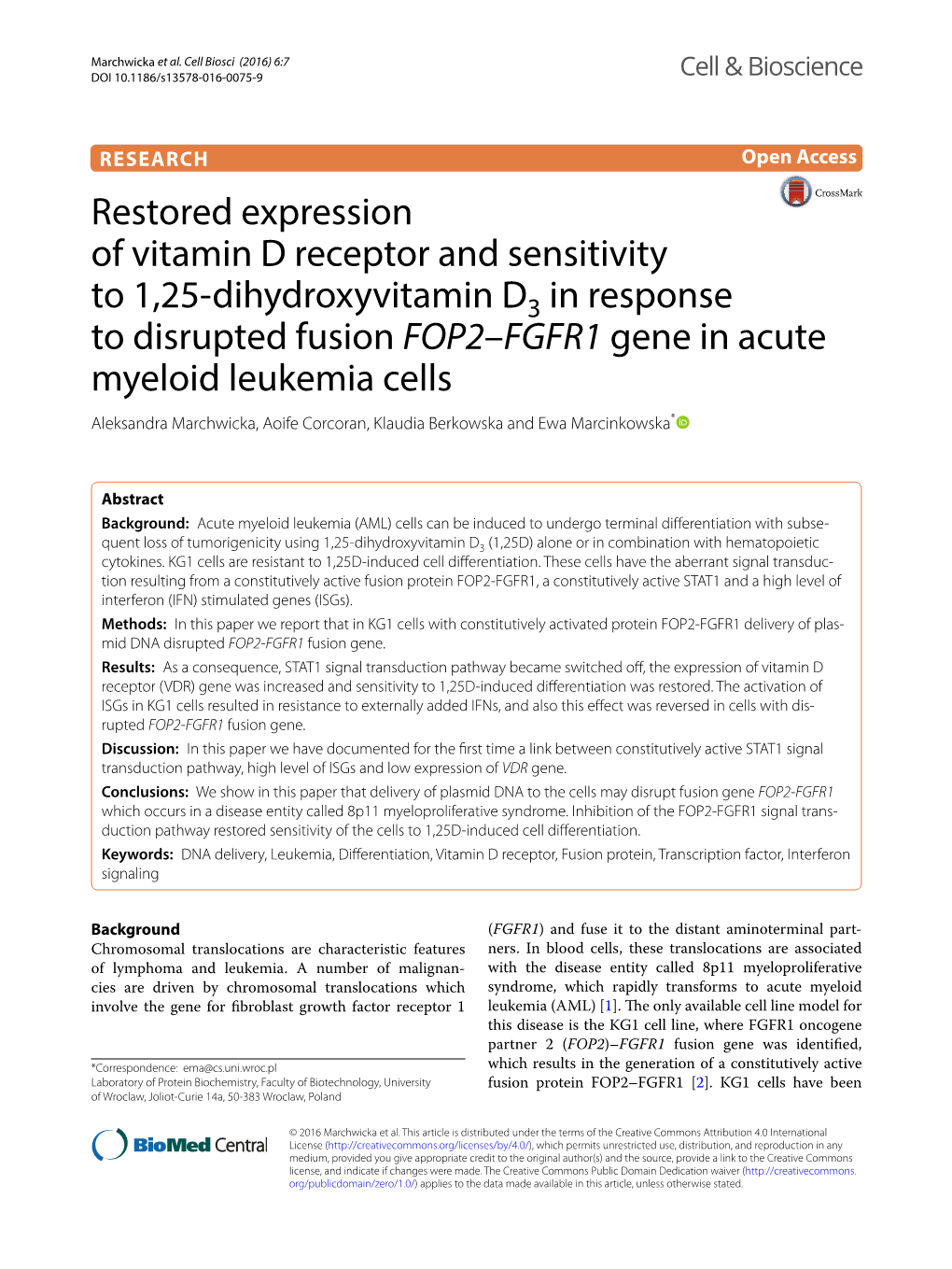 Restored Expression of Vitamin D Receptor and Sensitivity to 1,25