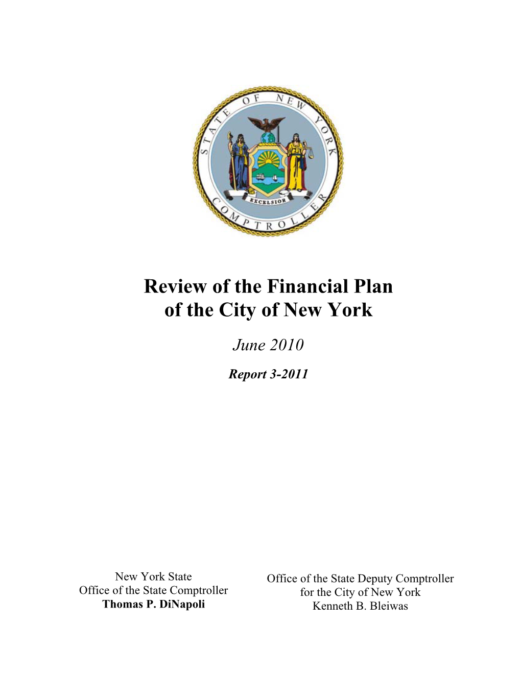 New York City Financial Plan Report, June 2010