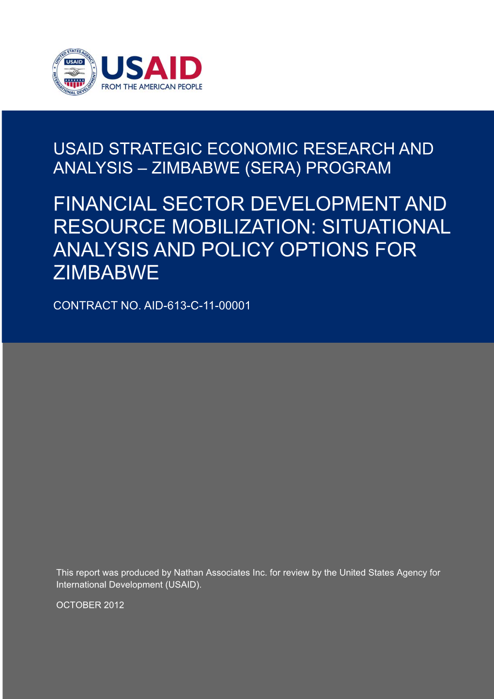 Financial Sector Development and Resource Mobilization: Situational Analysis and Policy Options for Zimbabwe