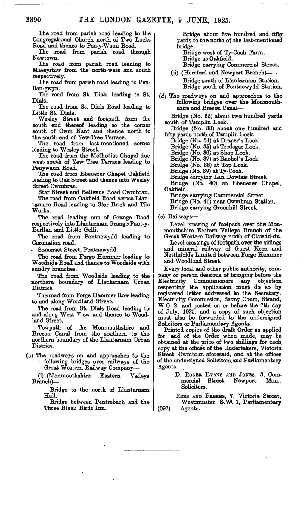 3890 the London Gazette, 9 June, 1925