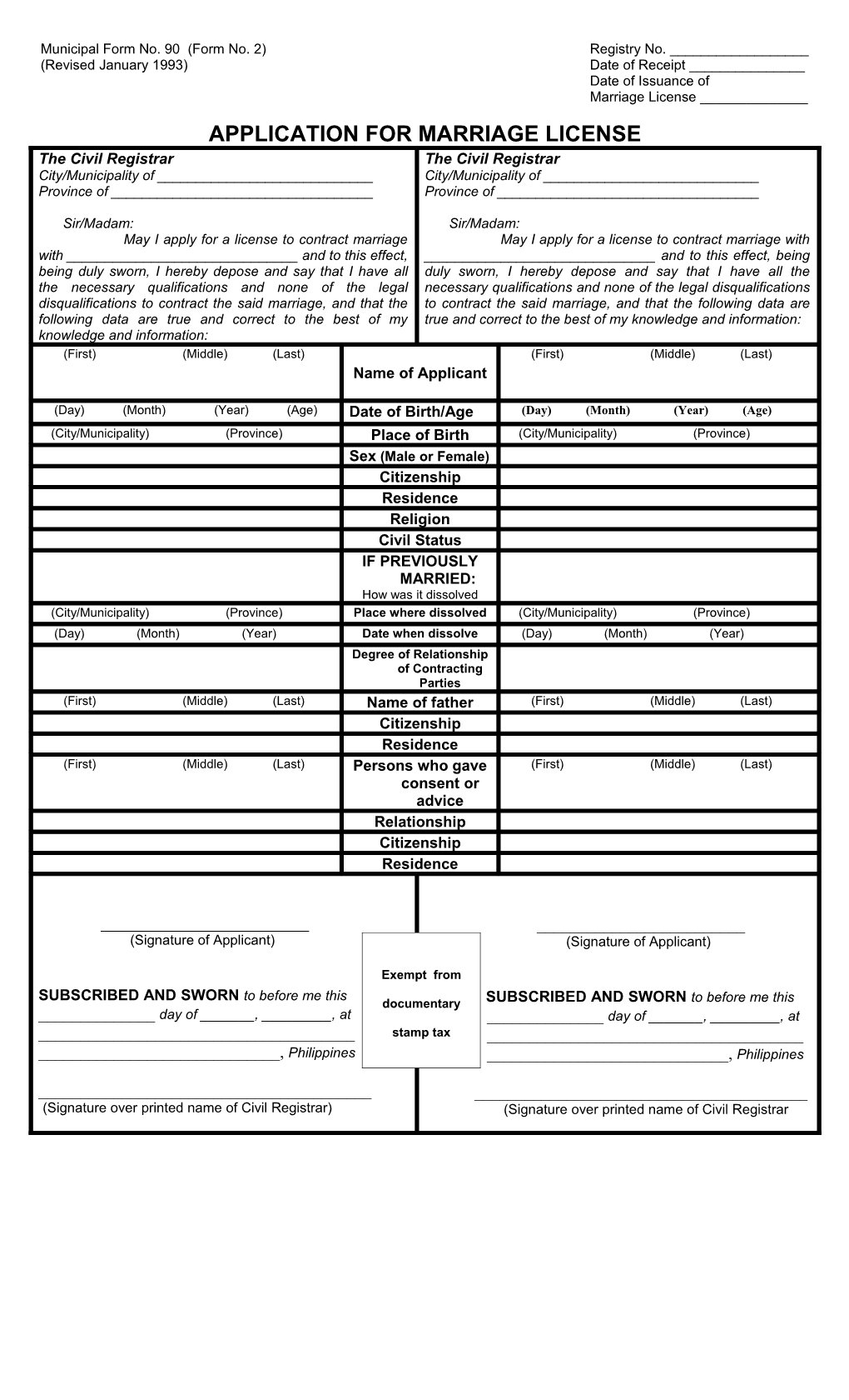 Municipal Form No