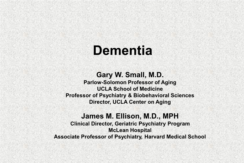 Diagnostic Criteria for Alzheimer's Disease