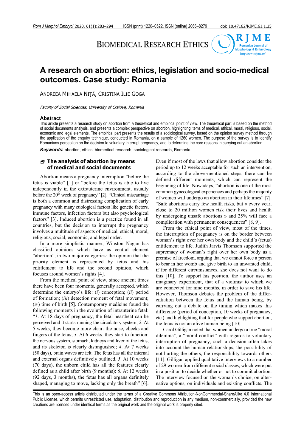 Romanian Journal of B R E Morphology & Embryology