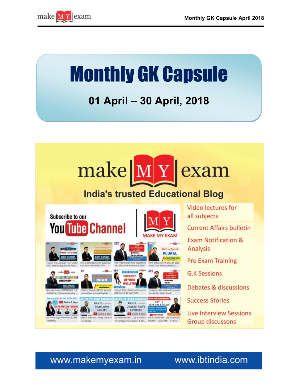 Monthly GK Capsule April 2018