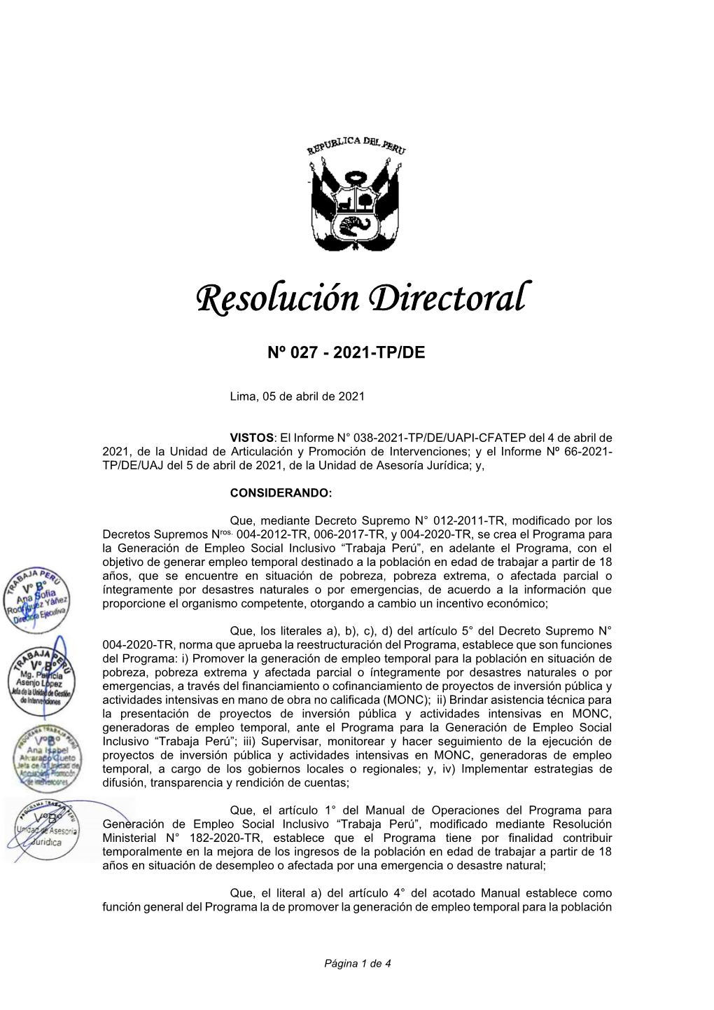 Resolución Directoral