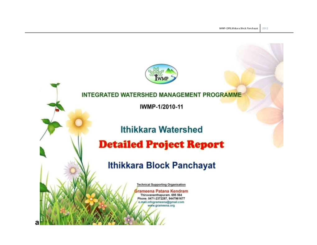 IWMP-DPR,Ithikara Block Panchayat 2012