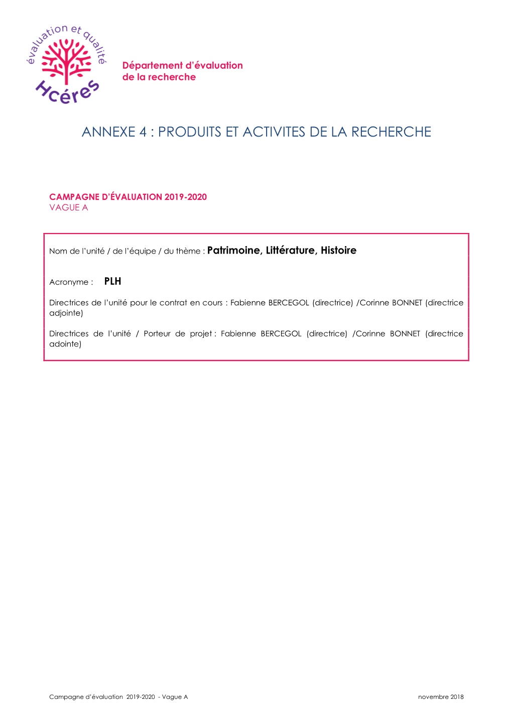 Annexe 4 : Produits Et Activites De La Recherche