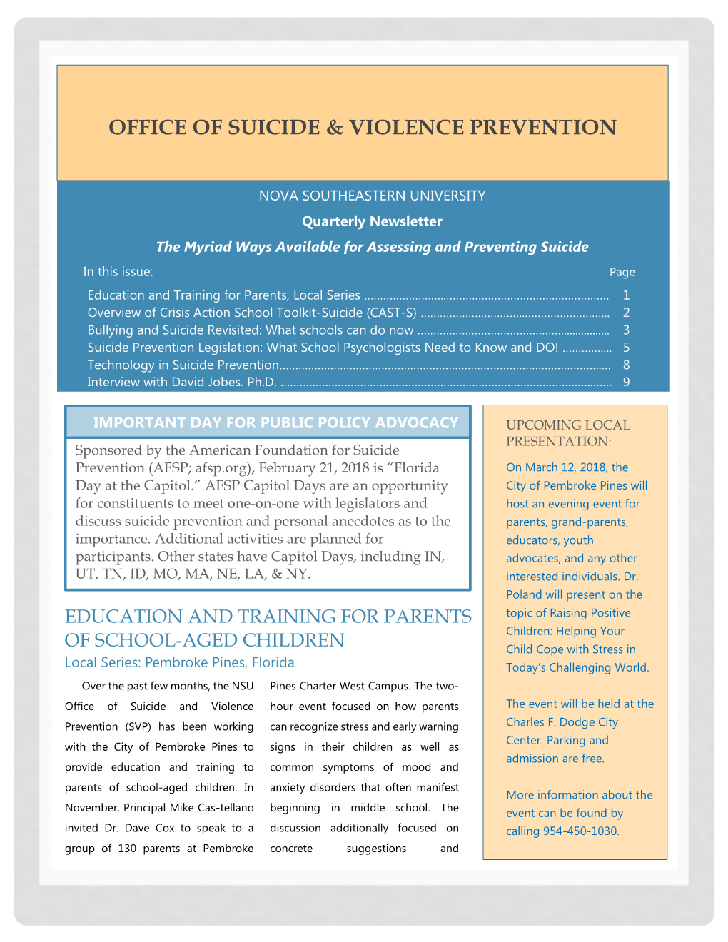 Office of Suicide & Violence Prevention