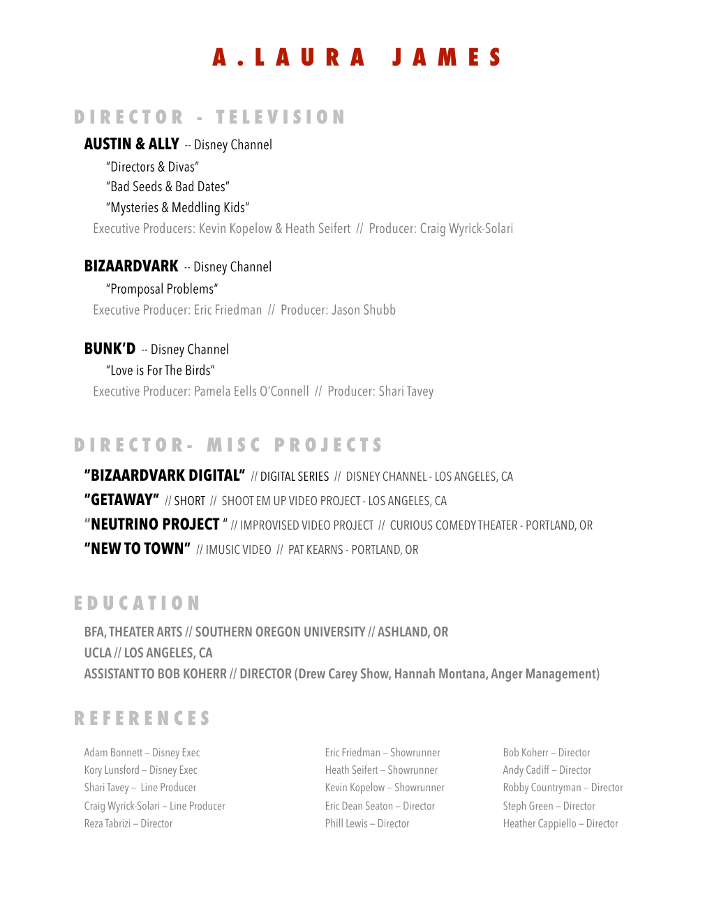 A. Laura James Director Resume 2017