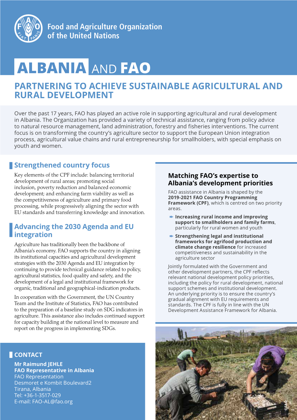 Albania and Fao Partnering to Achieve Sustainable Agricultural and Rural Development