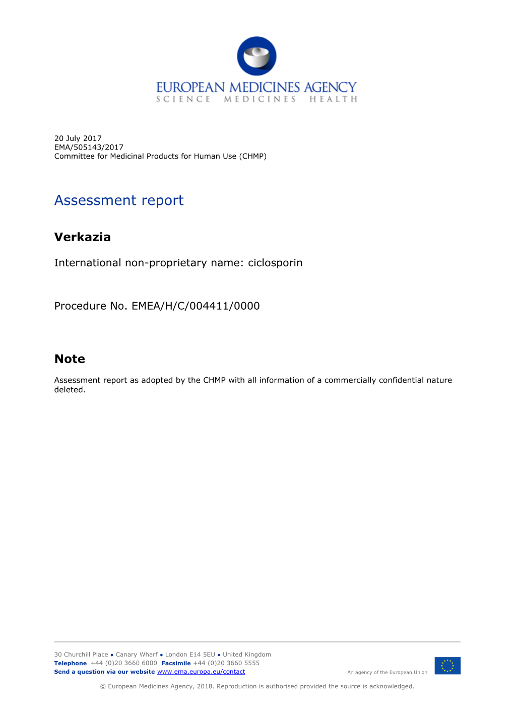 Verkazia: EPAR – Public Assessment Report