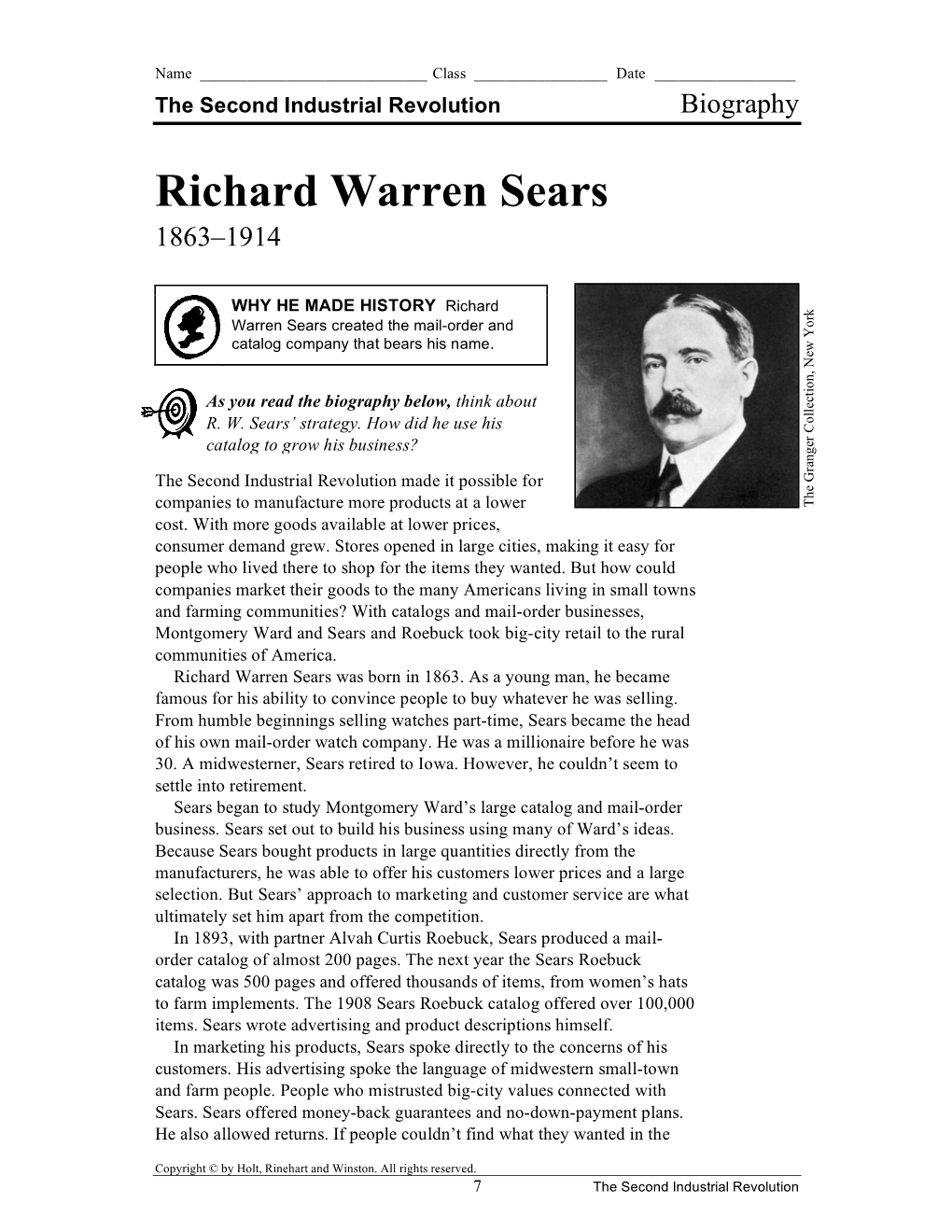 Richard Warren Sears 1863–1914