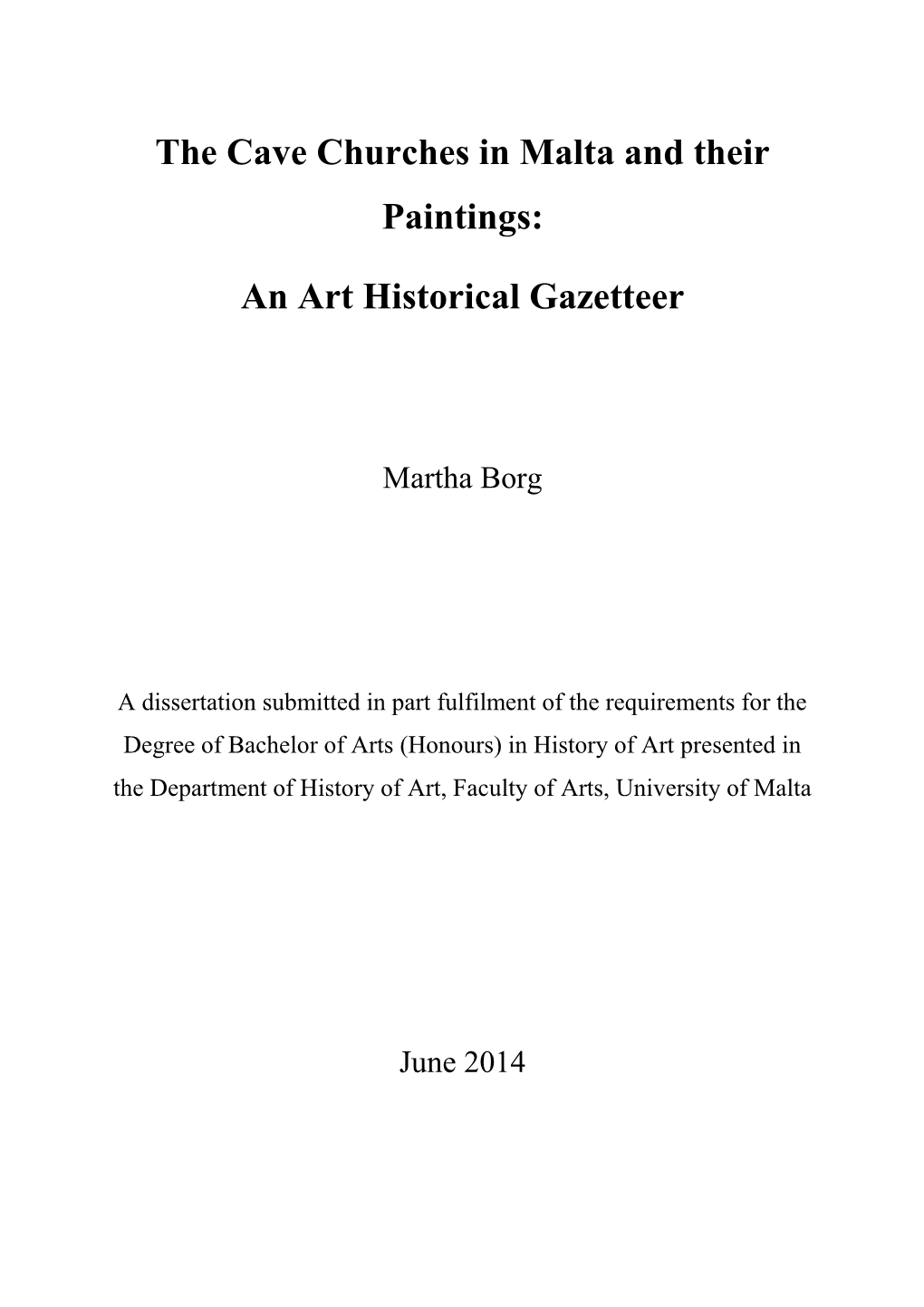 The Cave Churches in Malta and Their Paintings: an Art Historical Gazetteer