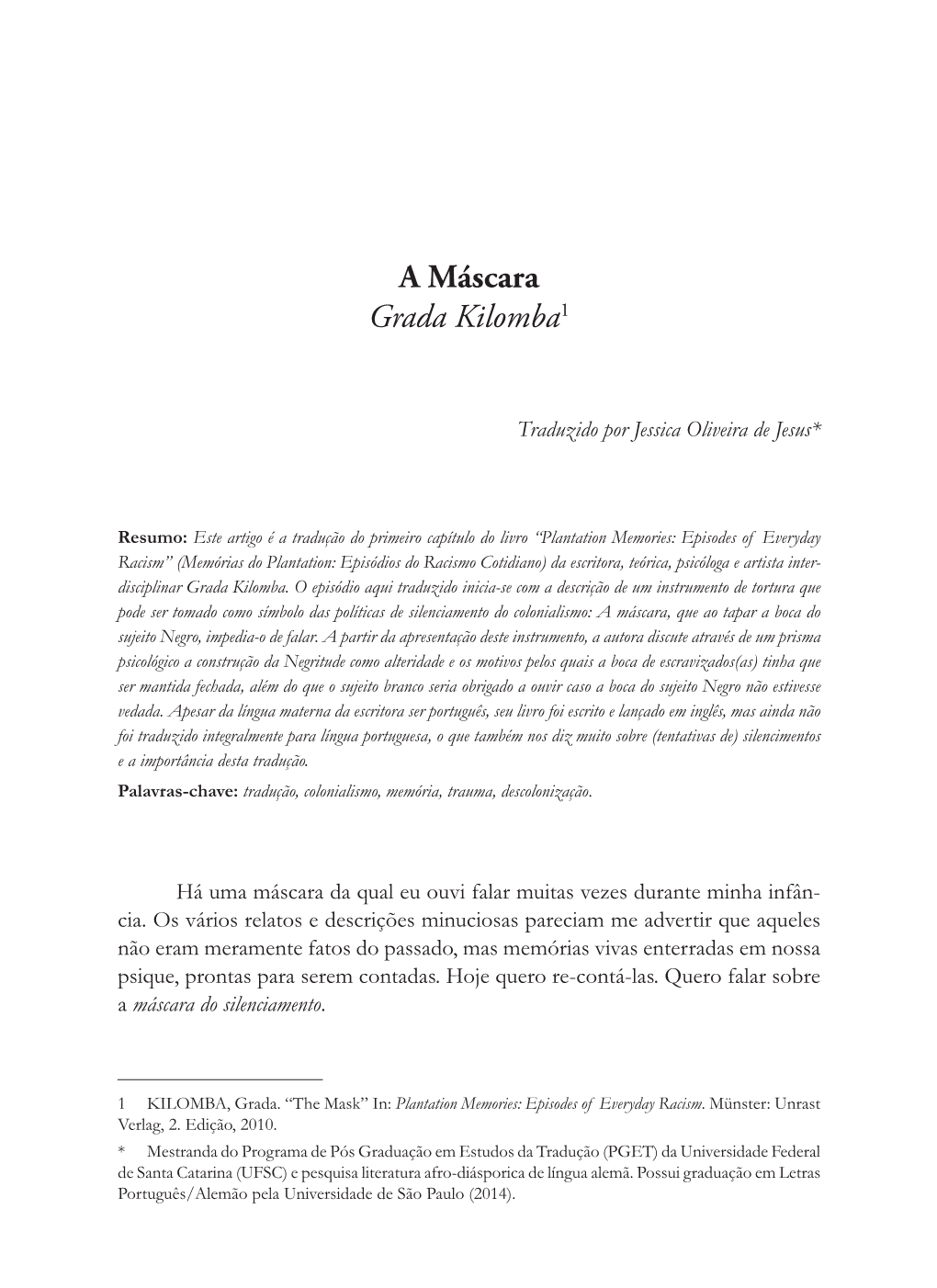 A Máscara Grada Kilomba1