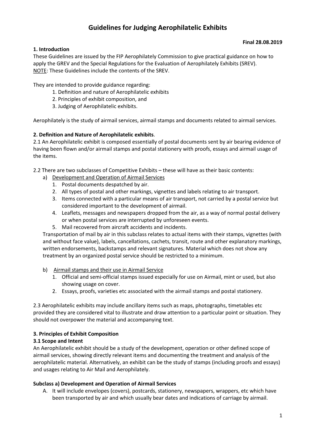 Guidelines for Judging Aerophilatelic Exhibits