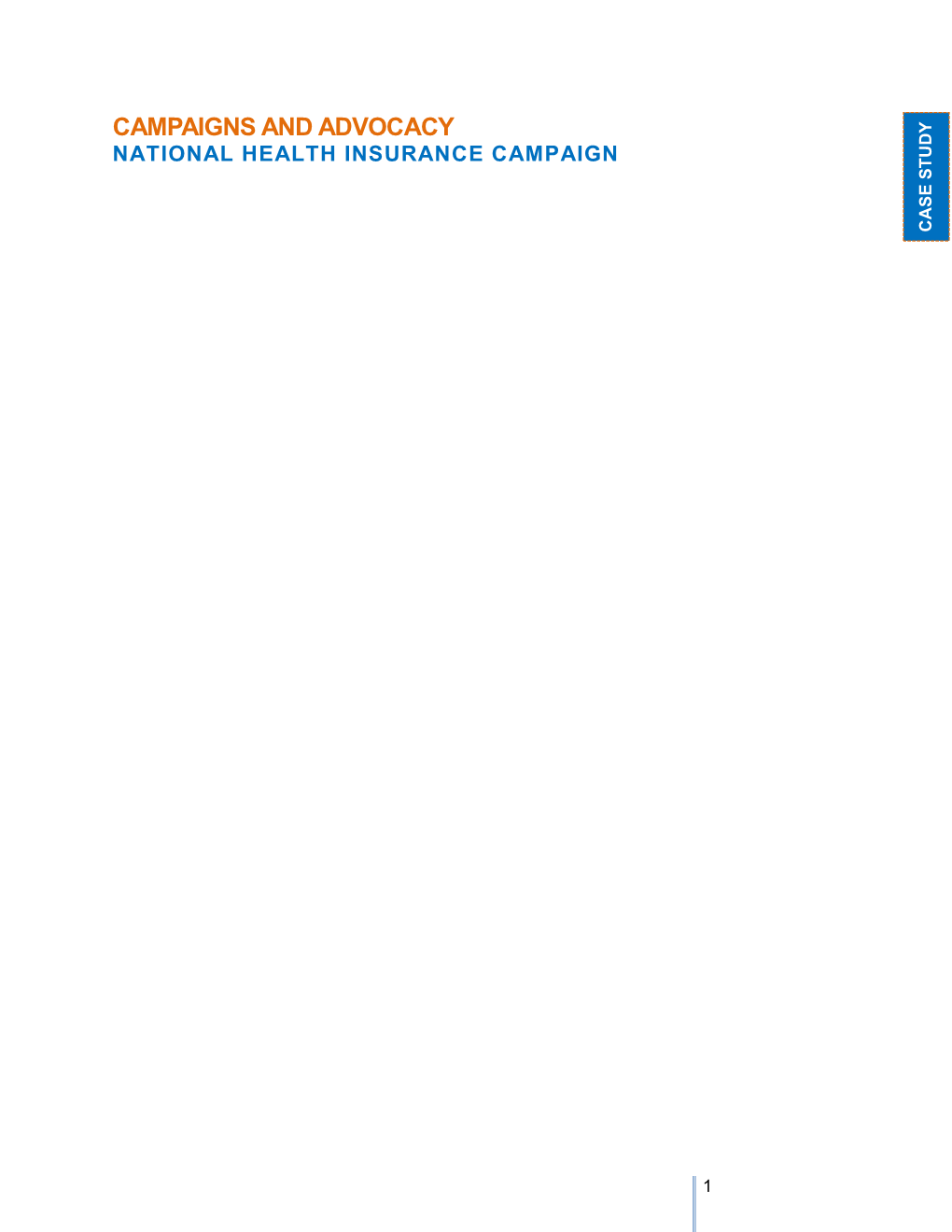 Campaigns and Advocacy National Health Insurance Campaign