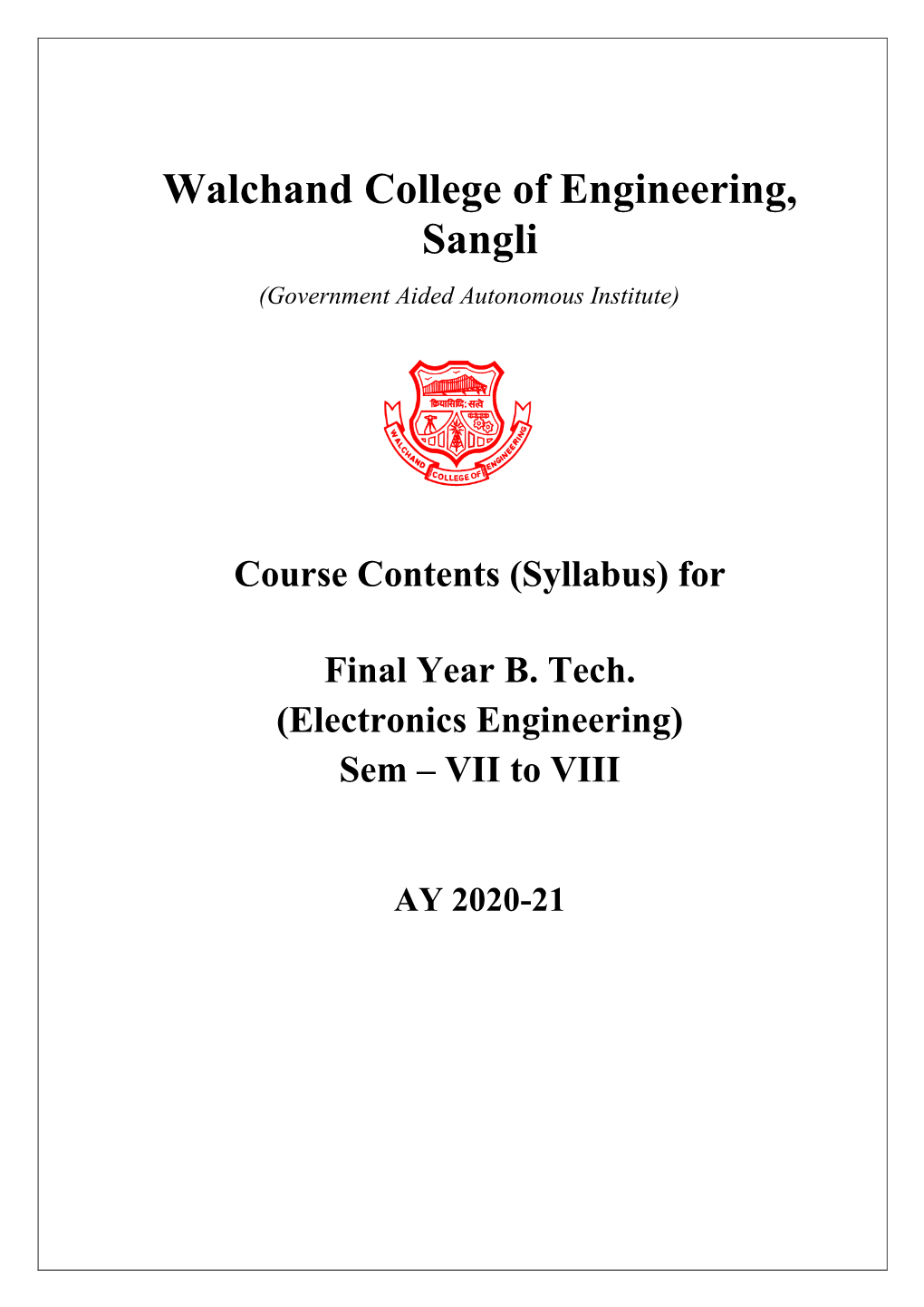 Electronics Engineering) Sem – VII to VIII