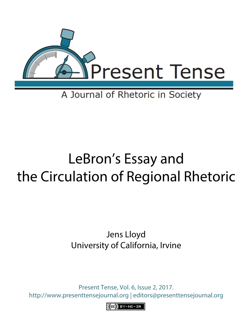 Lebron's Essay and the Circulation of Regional Rhetoric