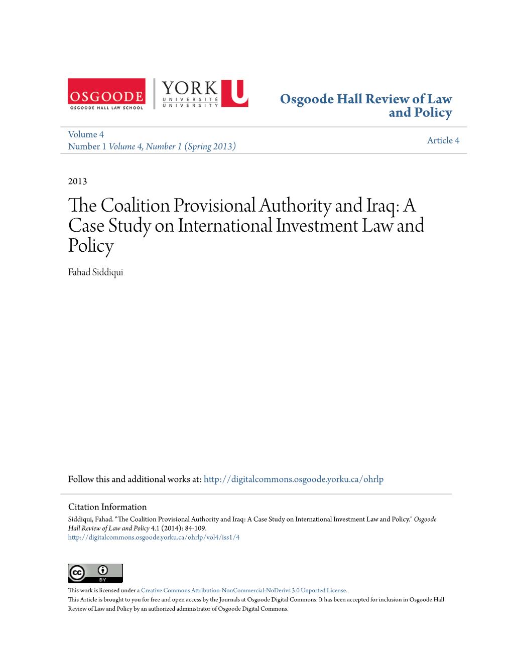 The Coalition Provisional Authority and Iraq: Investment Law and Policy in Action