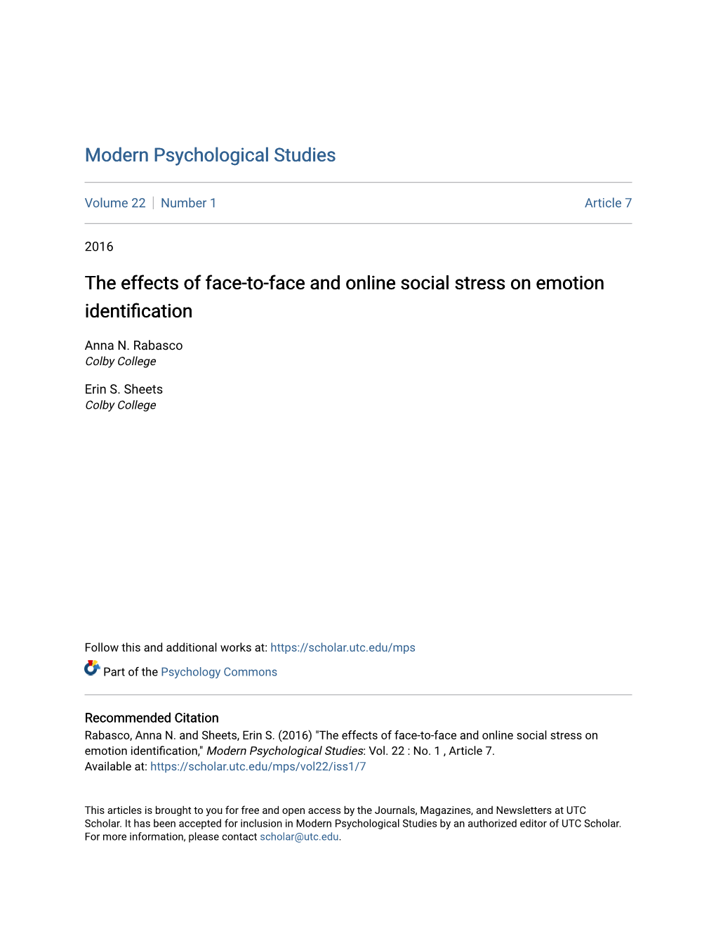 The Effects of Face-To-Face and Online Social Stress on Emotion Identification