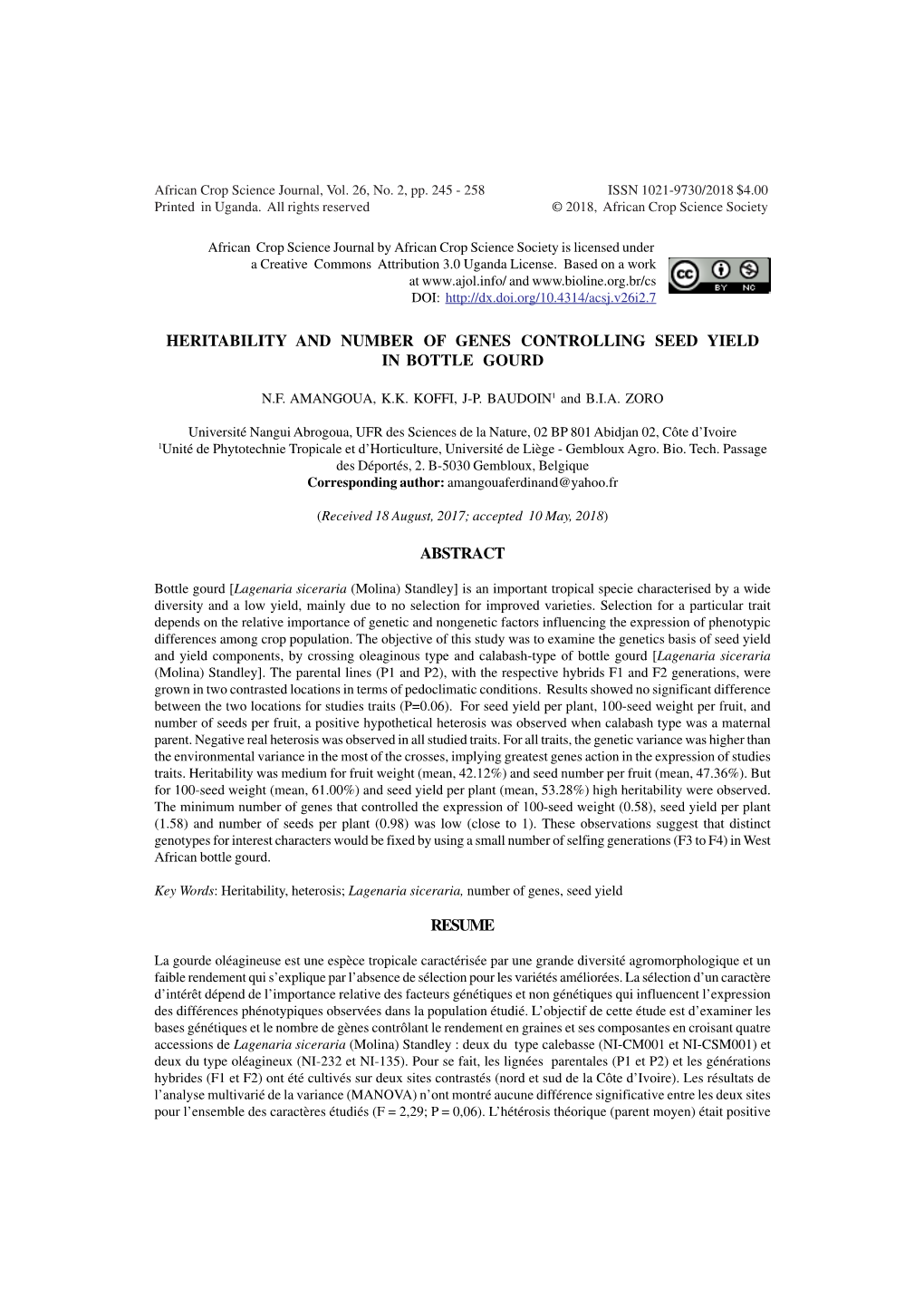 Heritability and Number of Genes Controlling Seed Yield in Bottle Gourd