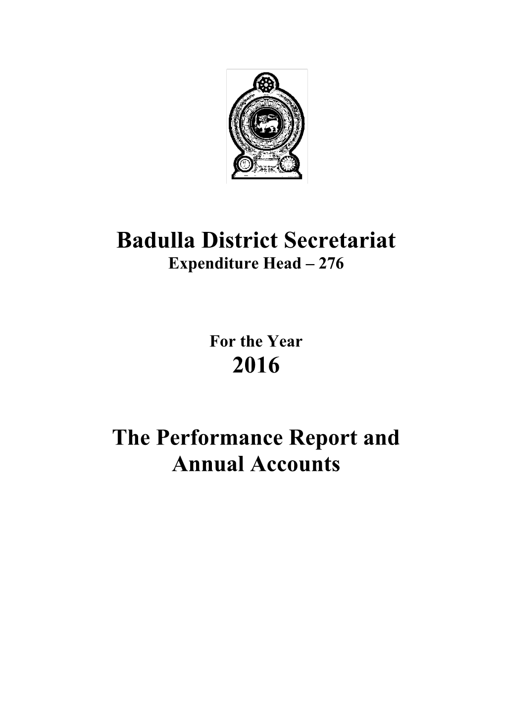 Badulla District Secretariat 2016