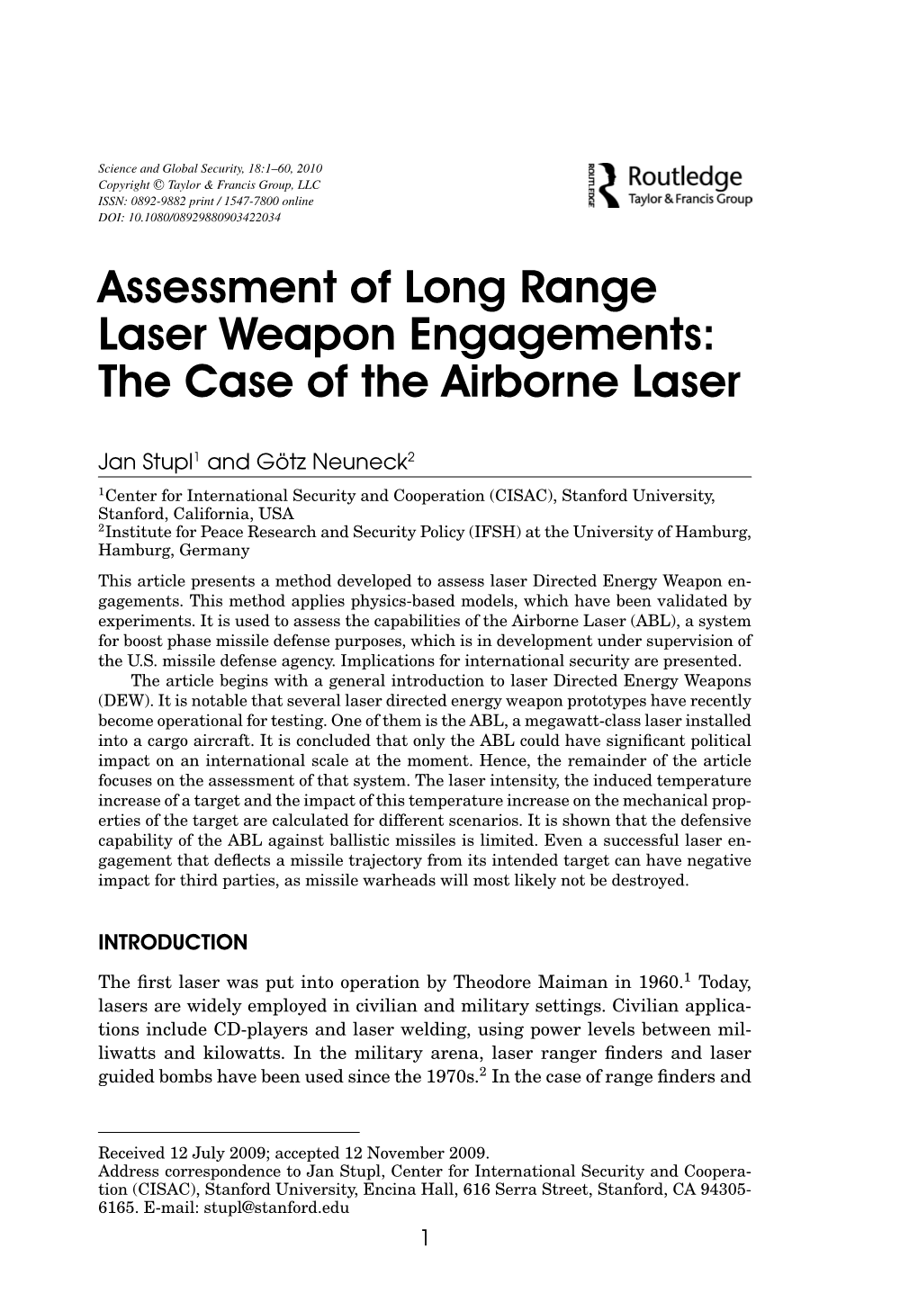 The Case of the Airborne Laser