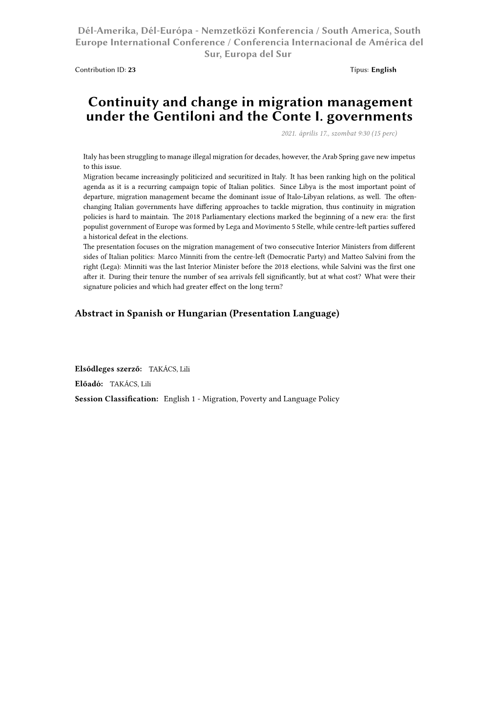 Continuity and Change in Migration Management Under the Gentiloni and the Conte I