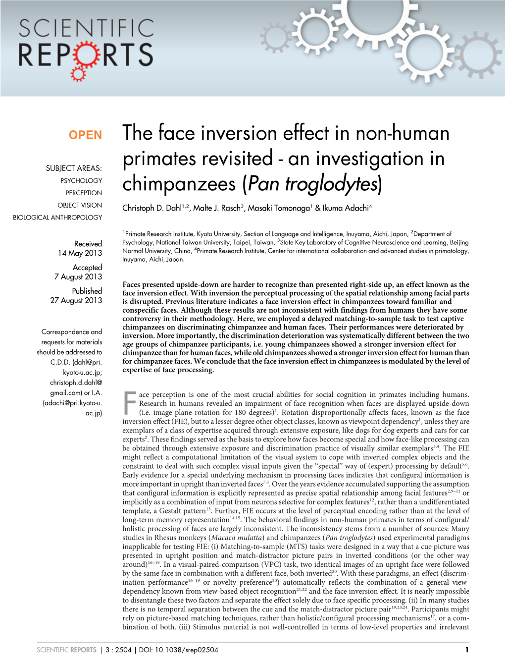 The Face Inversion Effect in Non-Human Primates Revisited