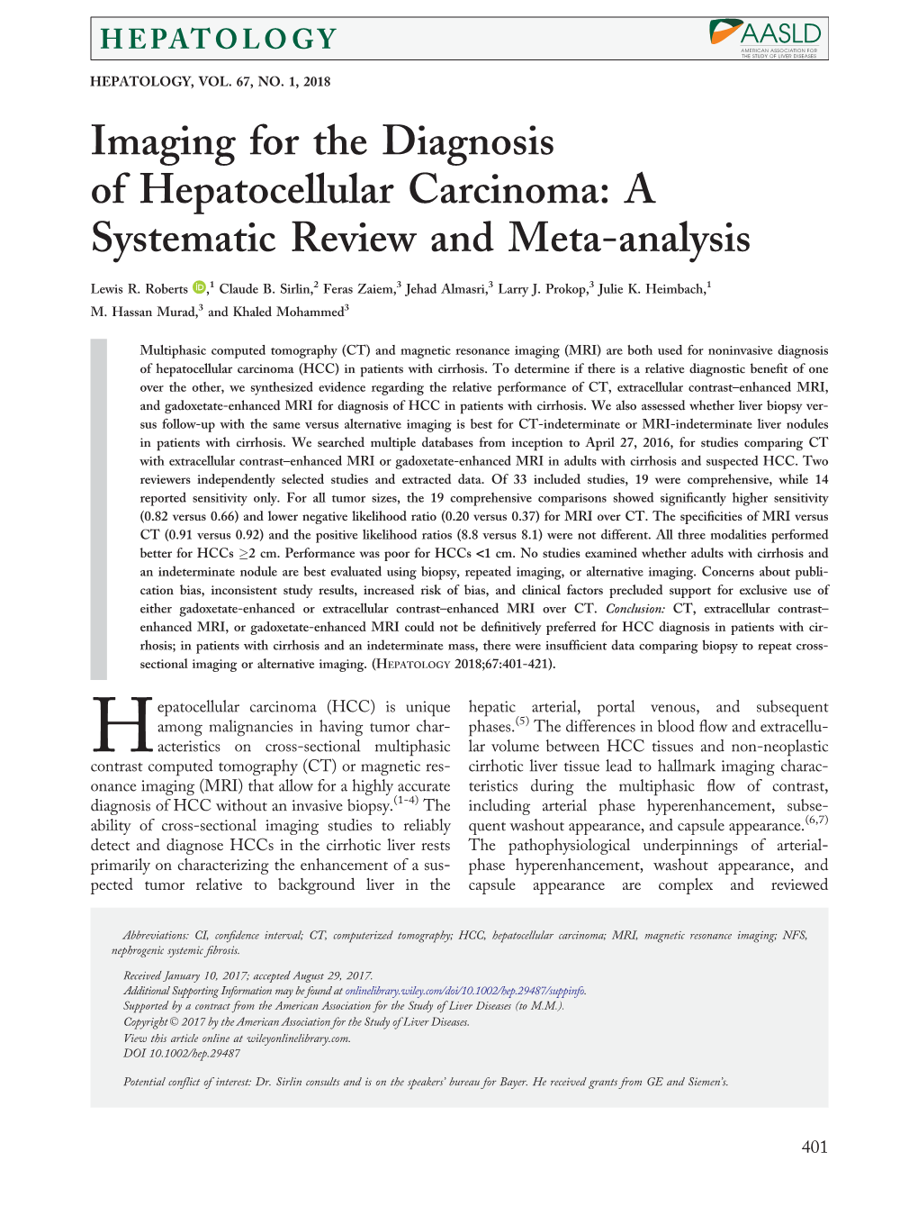 Imaging for the Diagnosis of Hepatocellular Carcinoma: a Systematic Review and Meta-Analysis