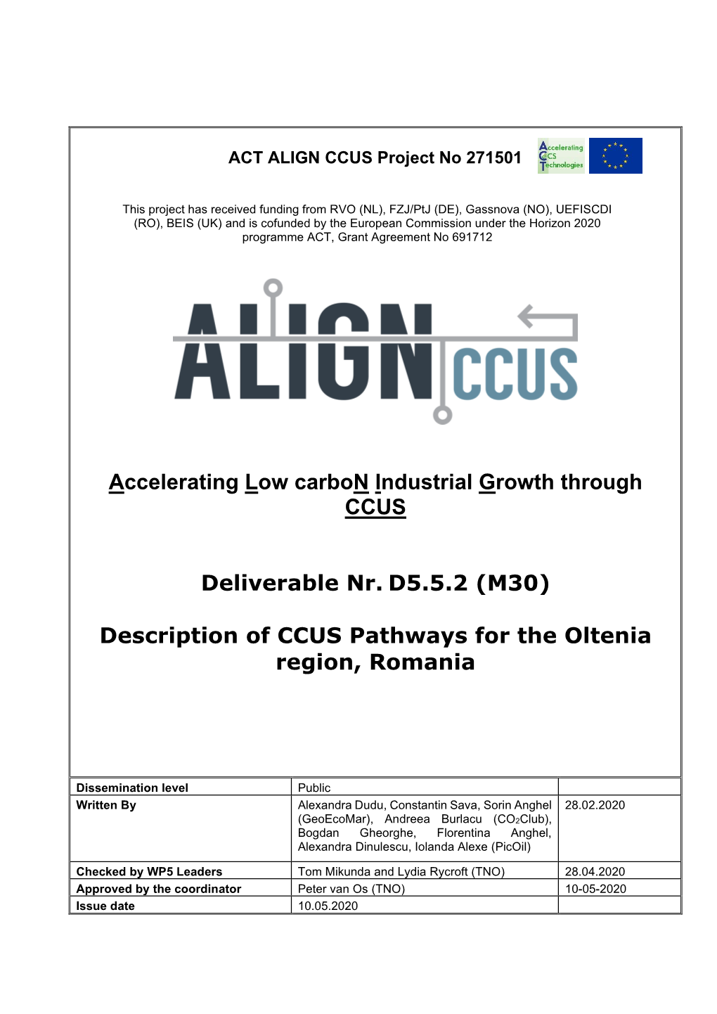 Description of CCUS Pathways for the Oltenia Region, Romania