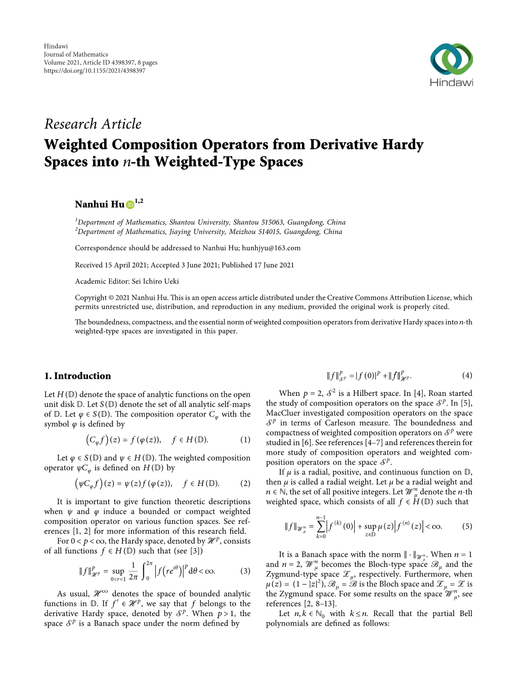 Weighted Composition Operators from Derivative Hardy Spaces Into N-Th Weighted-Type Spaces