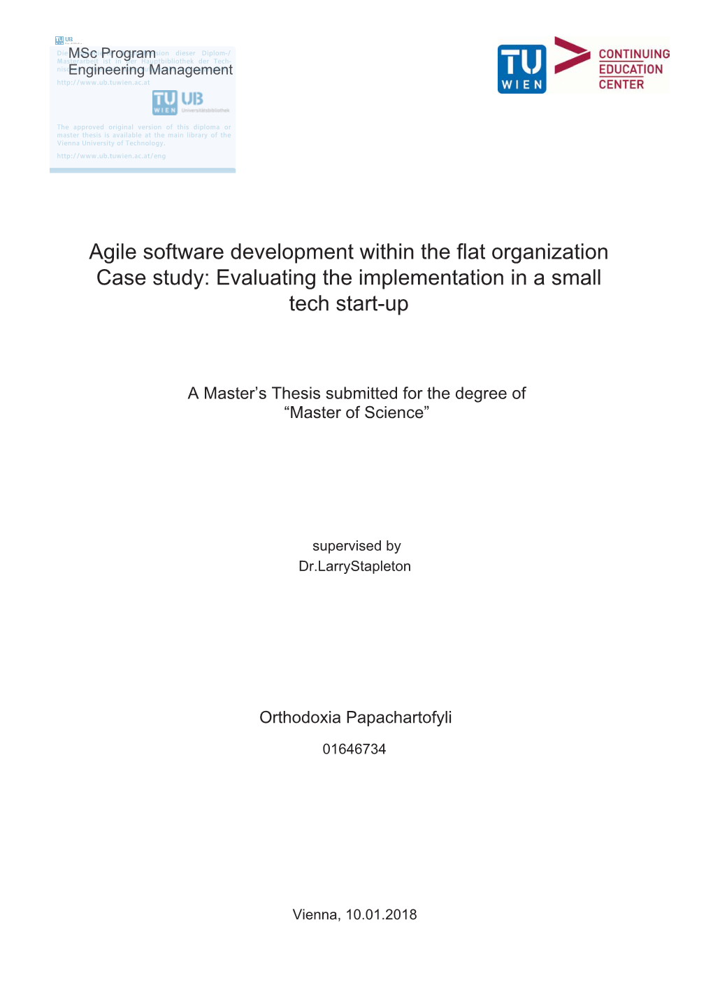 Agile Software Development Within the Flat Organization Case Study: Evaluating the Implementation in a Small Tech Start-Up
