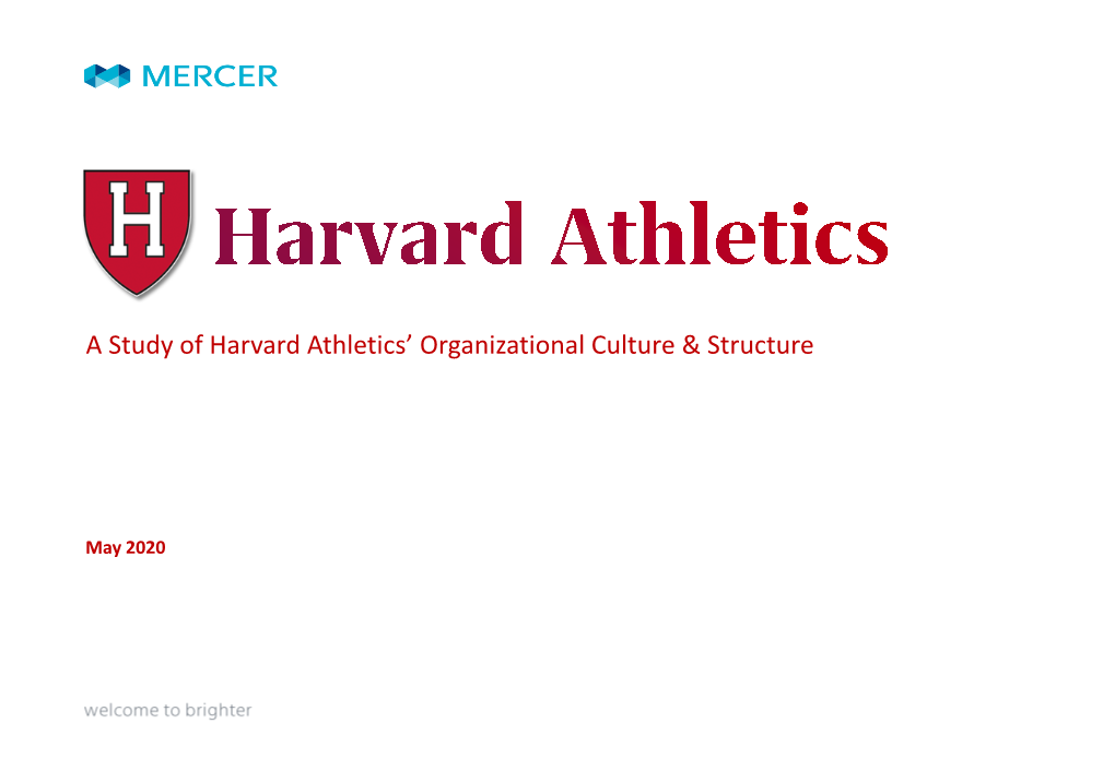 A Study of Harvard Athletics' Organizational Culture & Structure