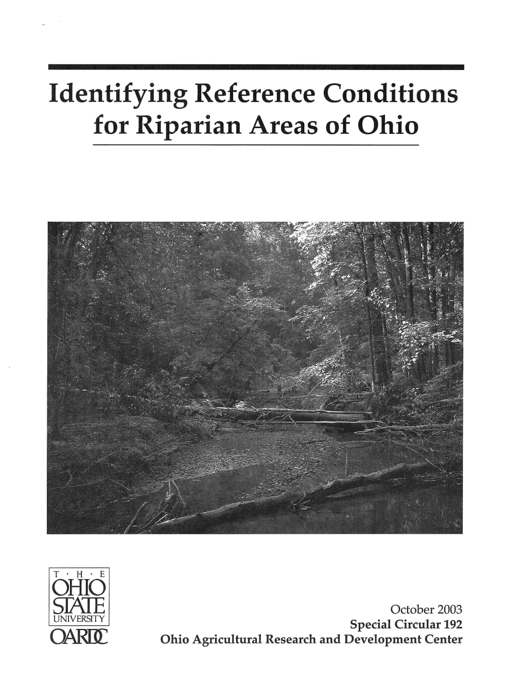 Identifying Reference Conditions for Riparian Areas of Ohio