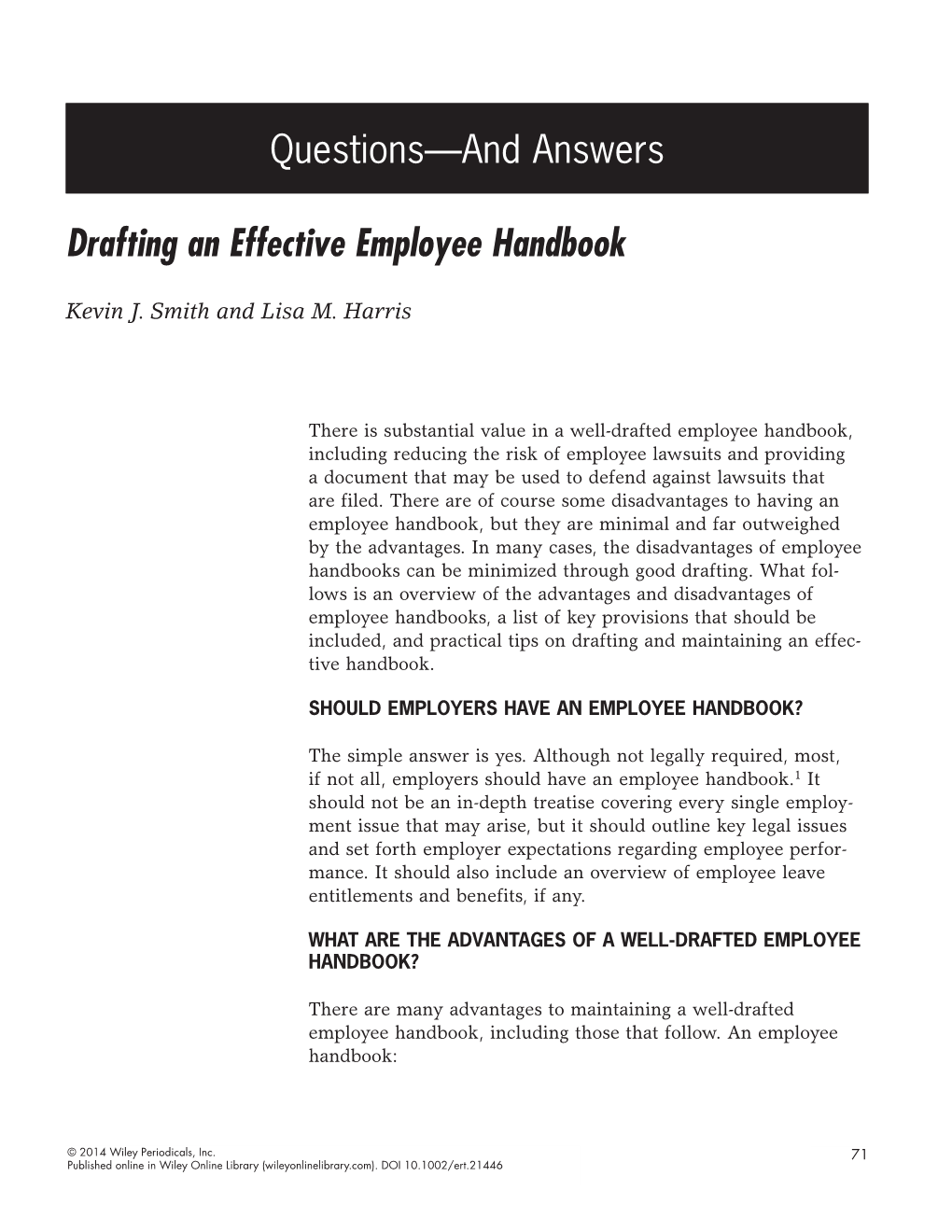 Drafting an Effective Employee Handbook