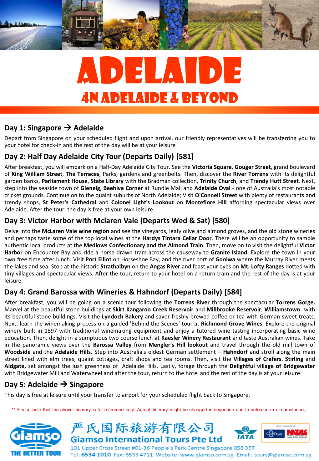 ADELAIDE 4N Adelaide & Beyond