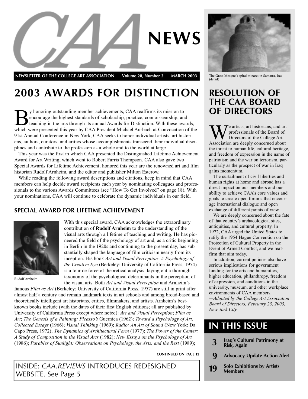 March 2003 CAA News