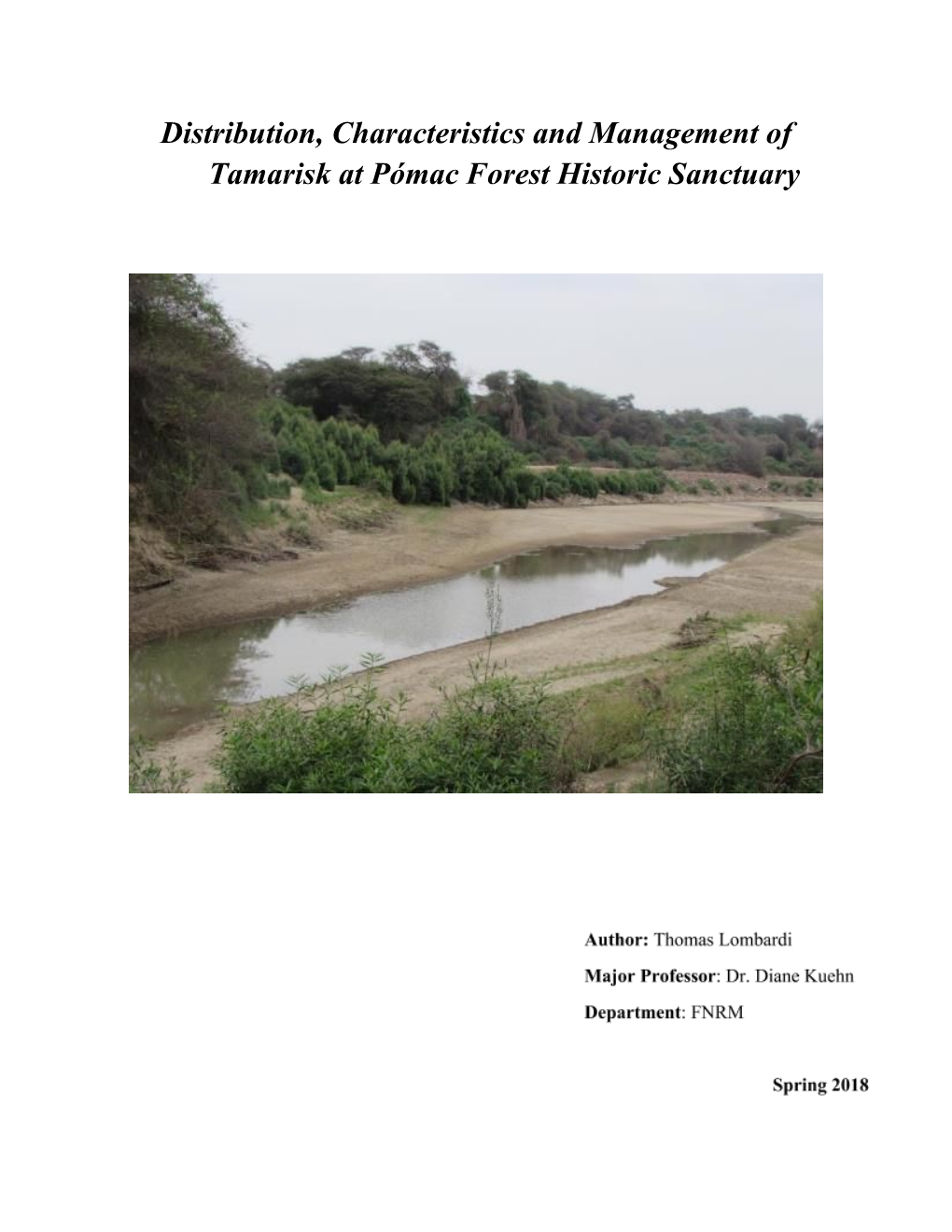 Distribution, Characteristics and Management of Tamarisk at Pómac Forest Historic Sanctuary